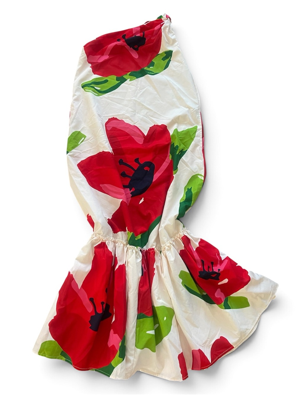 SHEIN White Dress with Red Poppy Print